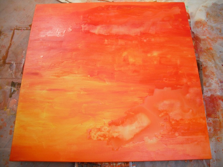 'Transforming the Light' (work in progress), applying pigments, 2009