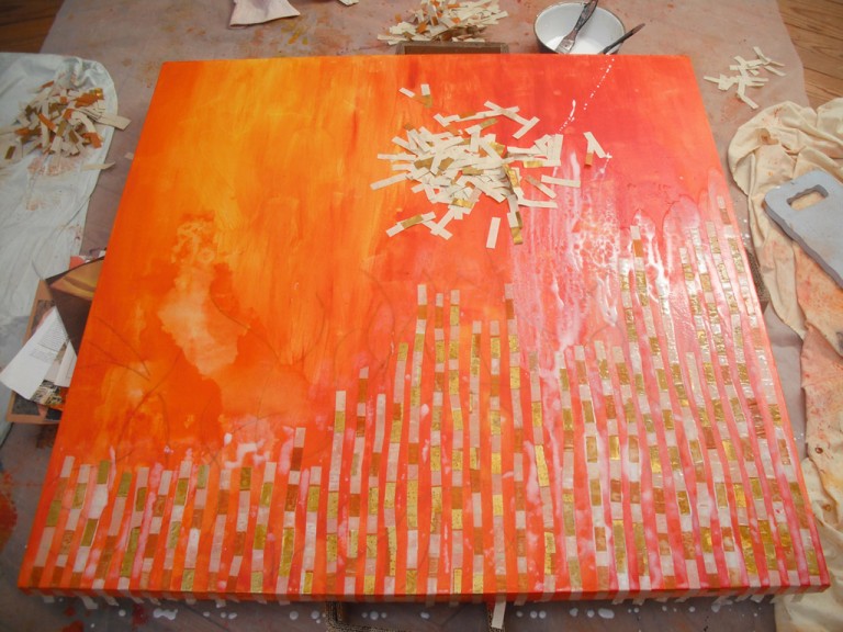 'Transforming the Light' (work in progress), Adding more paper, 2009