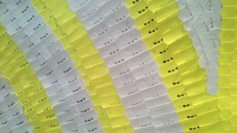 'The Manuscript Maze', (detail), adhesive labels on paper, 148 x 148 cm, 2013
