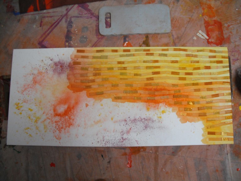 'Transforming the Light II' (work in progress) pigments & jos papers on canvas, 2010