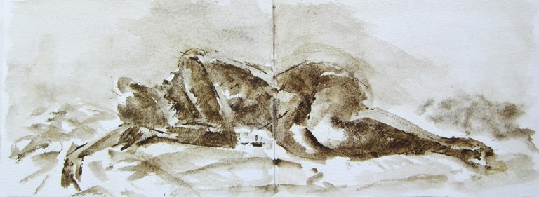 Nude on watercolour paper #12 - 74 x 27,5cm, 2008