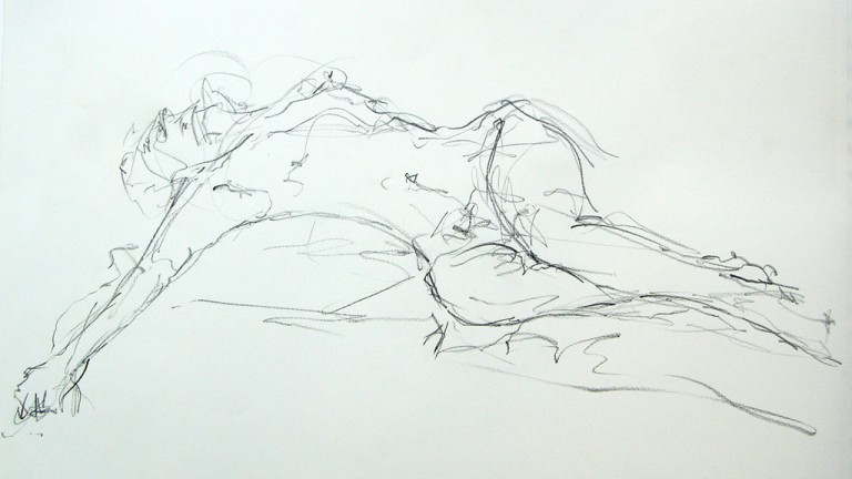Reclining figure, Chinese ink on paper, 2008