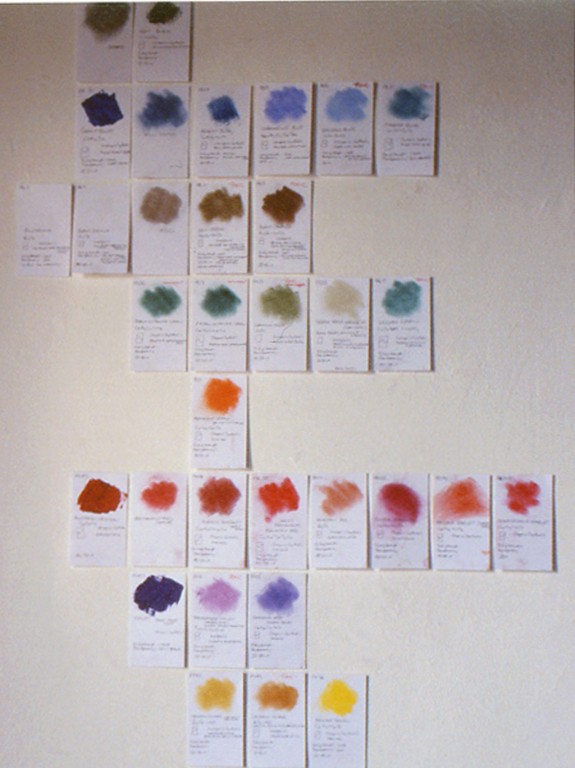 Pigment experiments, reference materials, studio, Palo Alto, Barcelona, 2001