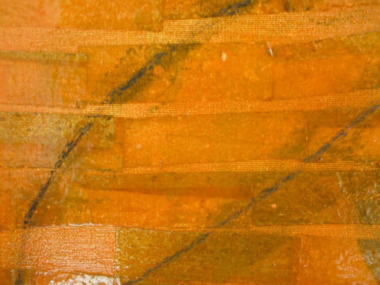 'Shine' (detail), oil, ink, pigments & jos papers on canvas, 2009
