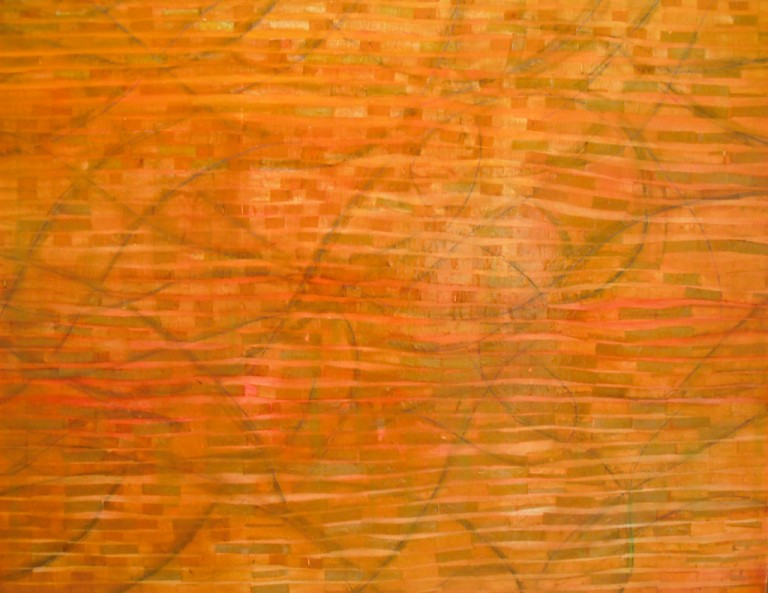 Shine (work in progress), oil, ink, pigments & jos papers on canvas, 2009