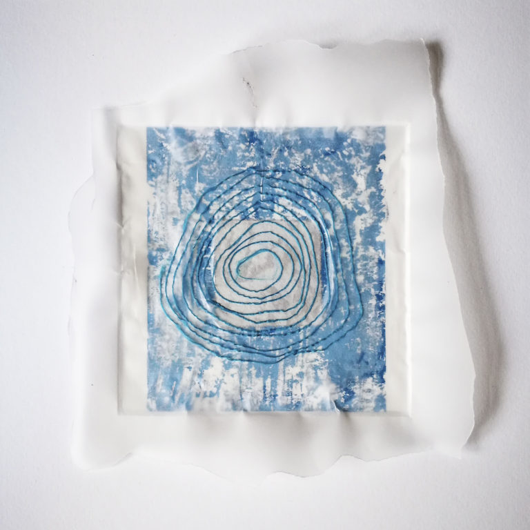 Blue Spiral artwork by Michelle Rumney from the St Thomas Way Swansea to Hereford 2018