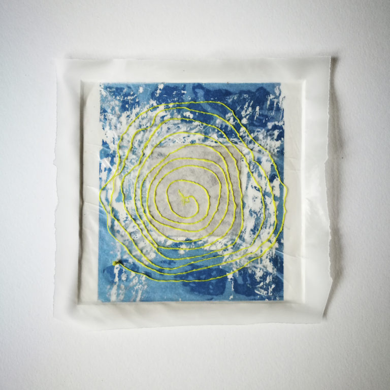 Yellow Spiral artwork by Michelle Rumney from the St Thomas Way Swansea to Hereford 2018