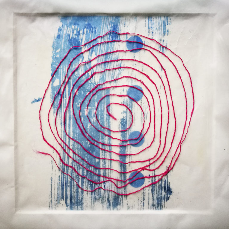 Blue dot Spiral artwork by Michelle Rumney from the St Thomas Way Swansea to Hereford 2018Blue dot Spiral artwork by Michelle Rumney from the St Thomas Way Swansea to Hereford 2018