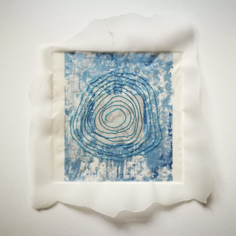 Blue Spiral artwork by Michelle Rumney from the St Thomas Way Swansea to Hereford 2018