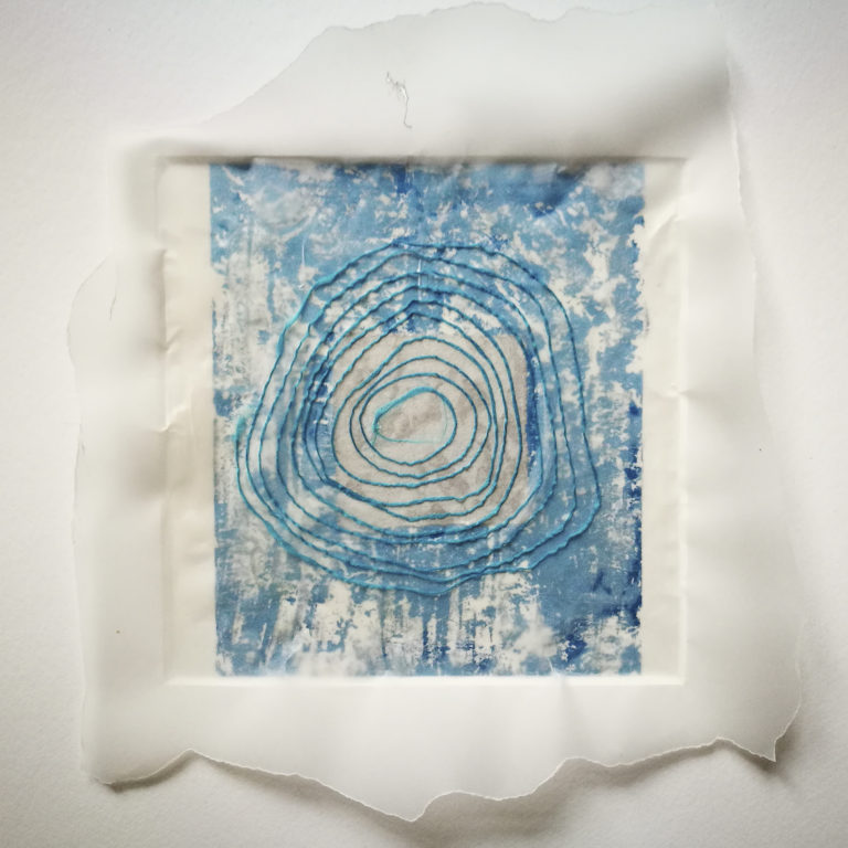 Blue Spiral artwork by Michelle Rumney from the St Thomas Way Swansea to Hereford 2018