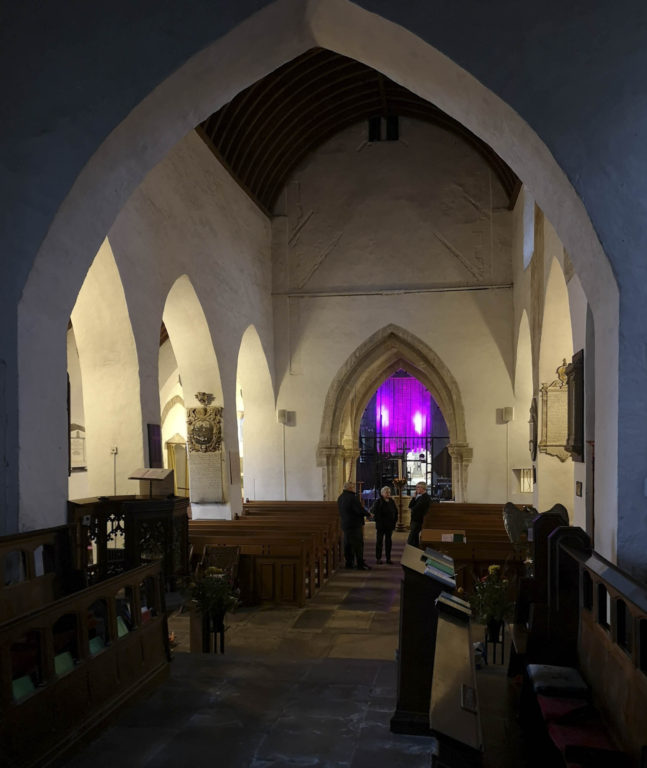 artwork installation Map of Mundi in St Illtuds Llantwit Major in the St Thomas Way exhibition Re-Making Maps of the Mind - Medieval and Modern Journeys by artist Michelle Rumney