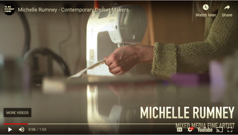 Title frame from 1 min film on Michelle Rumney Contemporary Dorset Makers from Culture+ The Arts Development Company