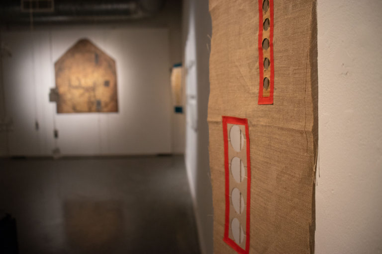 Copy of Hereford's Mappa Mundi at Lighthouse Poole's Centre for the Arts in the exhibition The Map of Mundi by artist Michelle Rumney