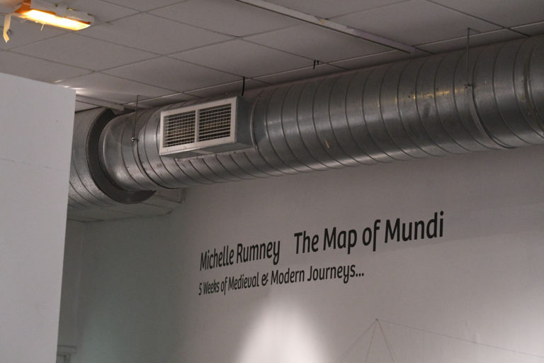 The Wall of Time with artist Michelle Rumney at the Map of Mundi exhibition at Lighthouse Poole
