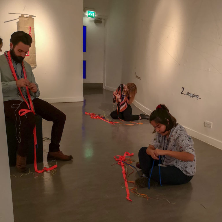 creative workshop 'Measuring to the Saint' with artist Michelle Rumney at the Map of Mundi exhibition at Lighthouse Poole