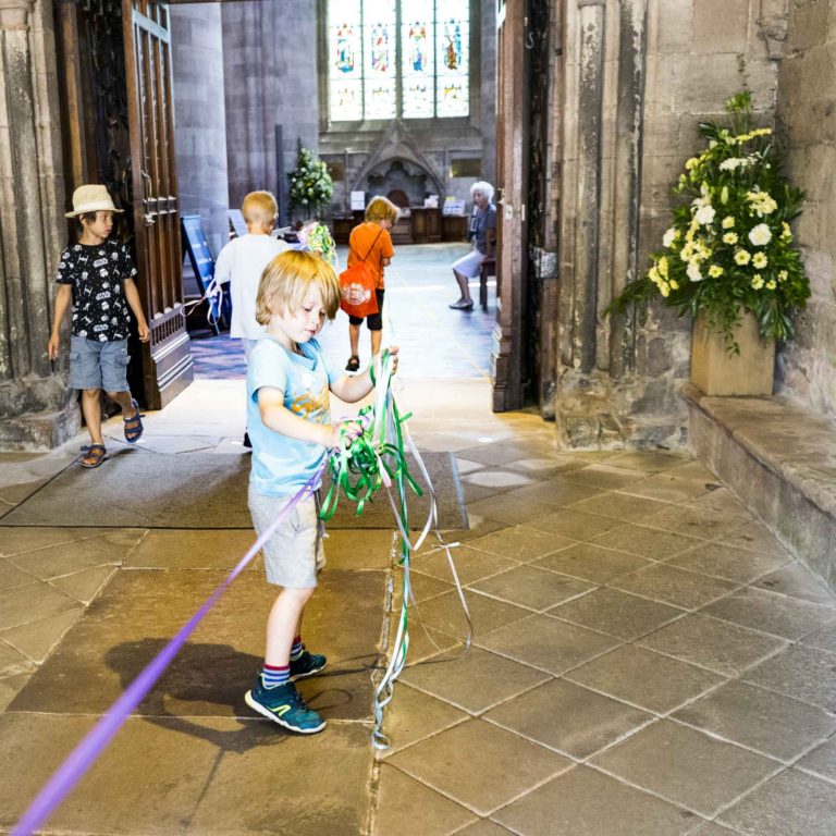 Medieval measuring workshop at Hereford Cathedral