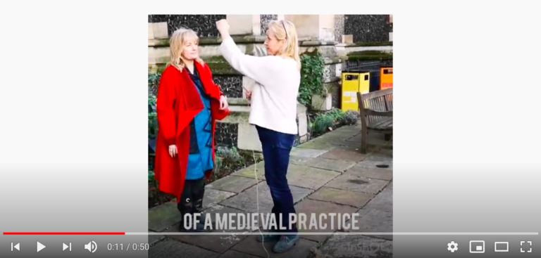 Measuring to the Saint with artist Michelle Rumney video still from instructional video