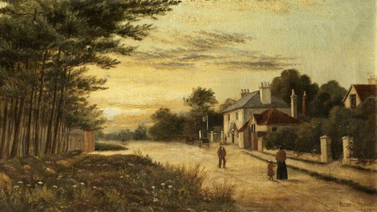 Oil painting of The Ragged Cat Inn Boscombe Manor Russell-Cotes Museum and Art Gallery Bournemouth