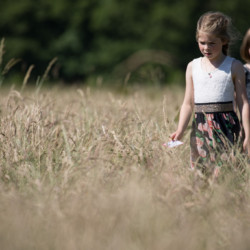 Longrun Meadow Labyrinth being walked - photo by Hester Stanwood, Taunton