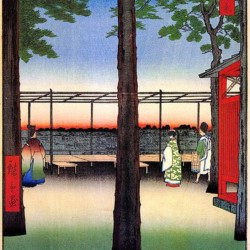 Hiroshige: Dawn at Kanda Myōjin Shrine, c1858 (src: WikiCommons)