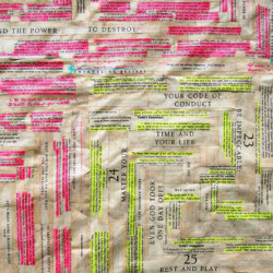 'Awaken the Giant Within', (detail), Greek meander maze pattern, book pages on paper, 170 x 149 cm, 2013 'Awaken the Giant Within', (detail), Greek meander maze pattern, book pages on paper, 170 x 149 cm, 2013