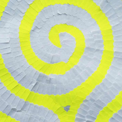 'Das Indische Labyrinth' (The Indian Labyrinth), detail - adhesive labels, paper, fabric, 112 x 112 cm, 2013 'Das Indische Labyrinth', (detail), contemporary mixed media artwork made of adhesive labels, paper, fabric, 112 x 112 cm, 2013
