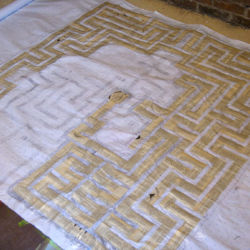 '7 Habits of Highly Effective People 7 Path Labyrinth', (work in progress), book pages on paper, 163 x 163 cm, 2012 '7 Habits of Highly Effective People 7 Path Labyrinth', (work in progress), book pages on paper, 163 x 163 cm, 2012