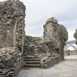Medieval Castle ruins in Abergavenny in Wales - part of the St Thomas Way
