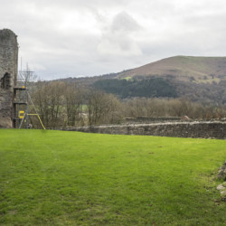 Abergavenny Castle - view of surrounding Black Mountains - part of St Thomas Way heritage trail
