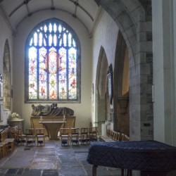 interior of St Marys Priory Church Abergavenny in Wales - part of the St Thomas Way