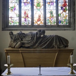 The Jesse wooden sculpture at St Marys Priory Church Abergavenny in Wales - part of the St Thomas Way
