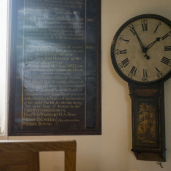 clock inside St Marys Priory Church Abergavenny in Wales - part of the St Thomas Way