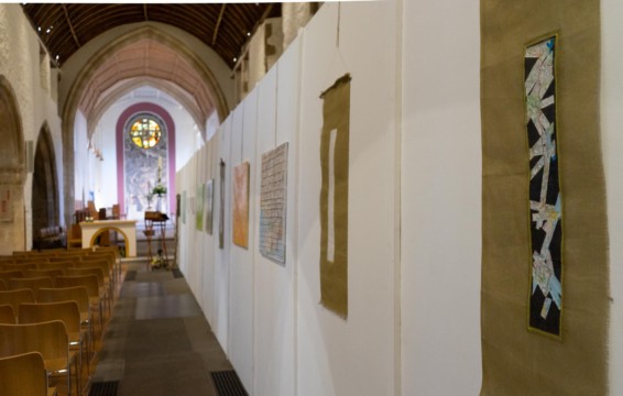 Newport Cathedral Exhibition Medieval & Modern Journeys for St Thomas Way by artist Michelle Rumney